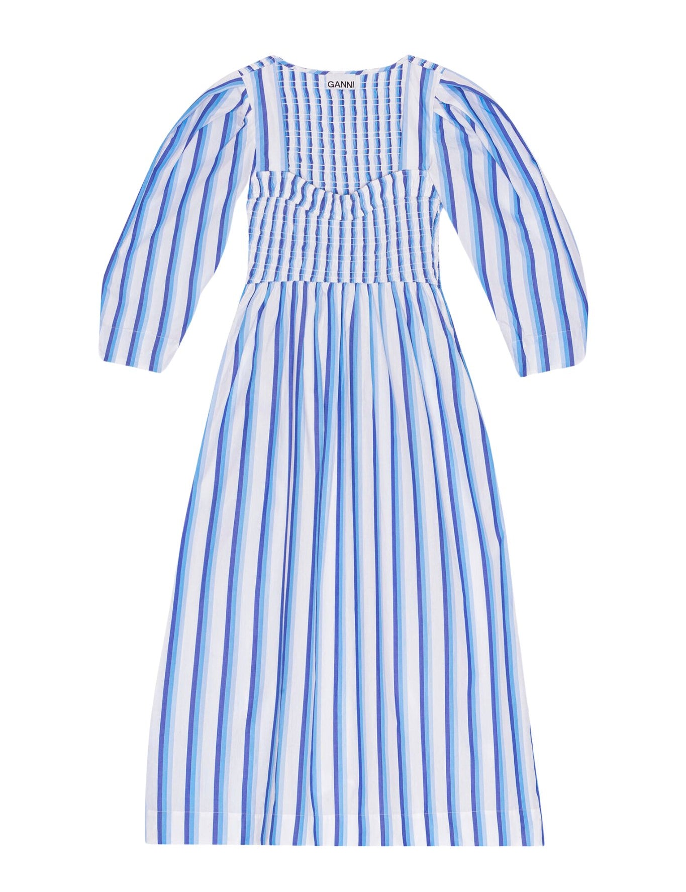 Ganni Stripe Cotton Smock Maxi Dress - Vermillion