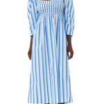 Ganni Stripe Cotton Smock Maxi Dress - Vermillion