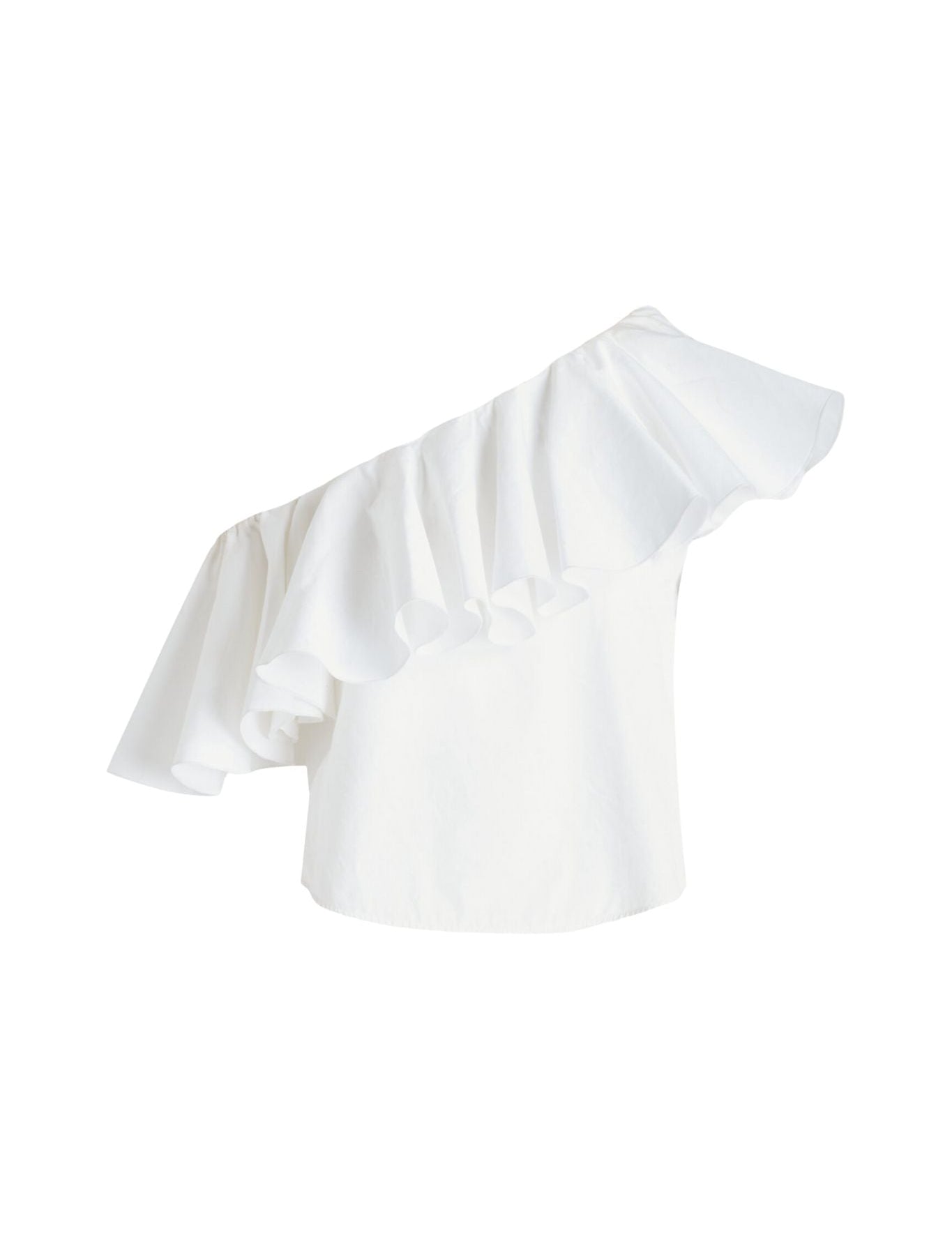 Giambattista Valli Asymmetrical Popeline Blouse with Ruffles - Vermillion