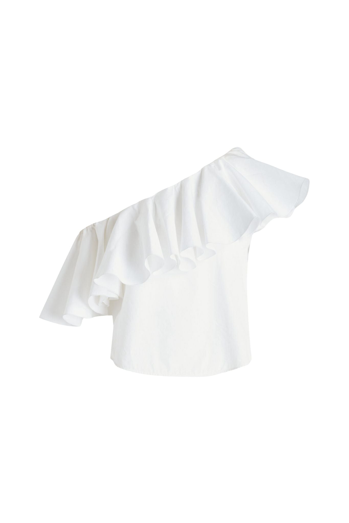 Giambattista Valli Asymmetrical Popeline Blouse with Ruffles - Vermillion