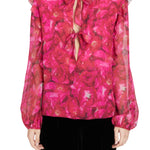 Giambattista Valli Long Sleeve Floral Blouse - Vermillion