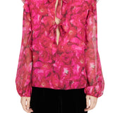 Giambattista Valli Long Sleeve Floral Blouse - Vermillion