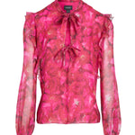 Giambattista Valli Long Sleeve Floral Blouse - Vermillion