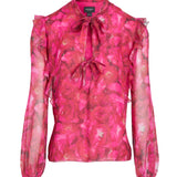 Giambattista Valli Long Sleeve Floral Blouse - Vermillion