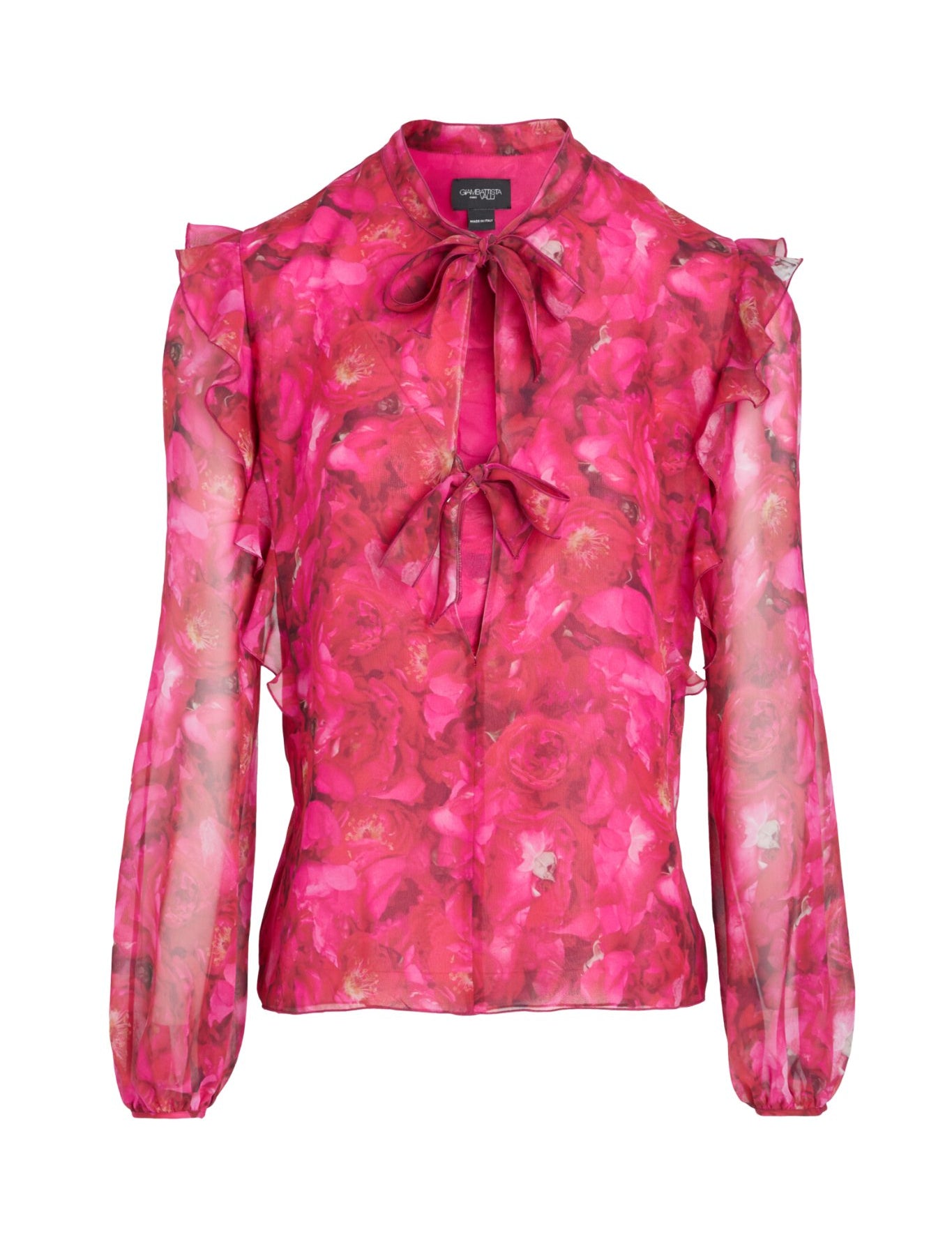 Giambattista Valli Long Sleeve Floral Blouse - Vermillion