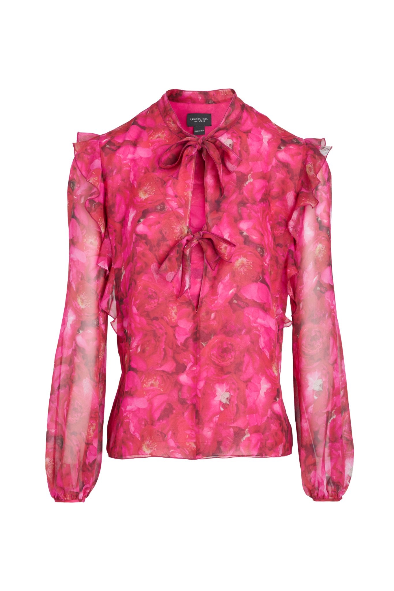 Giambattista Valli Long Sleeve Floral Blouse - Vermillion