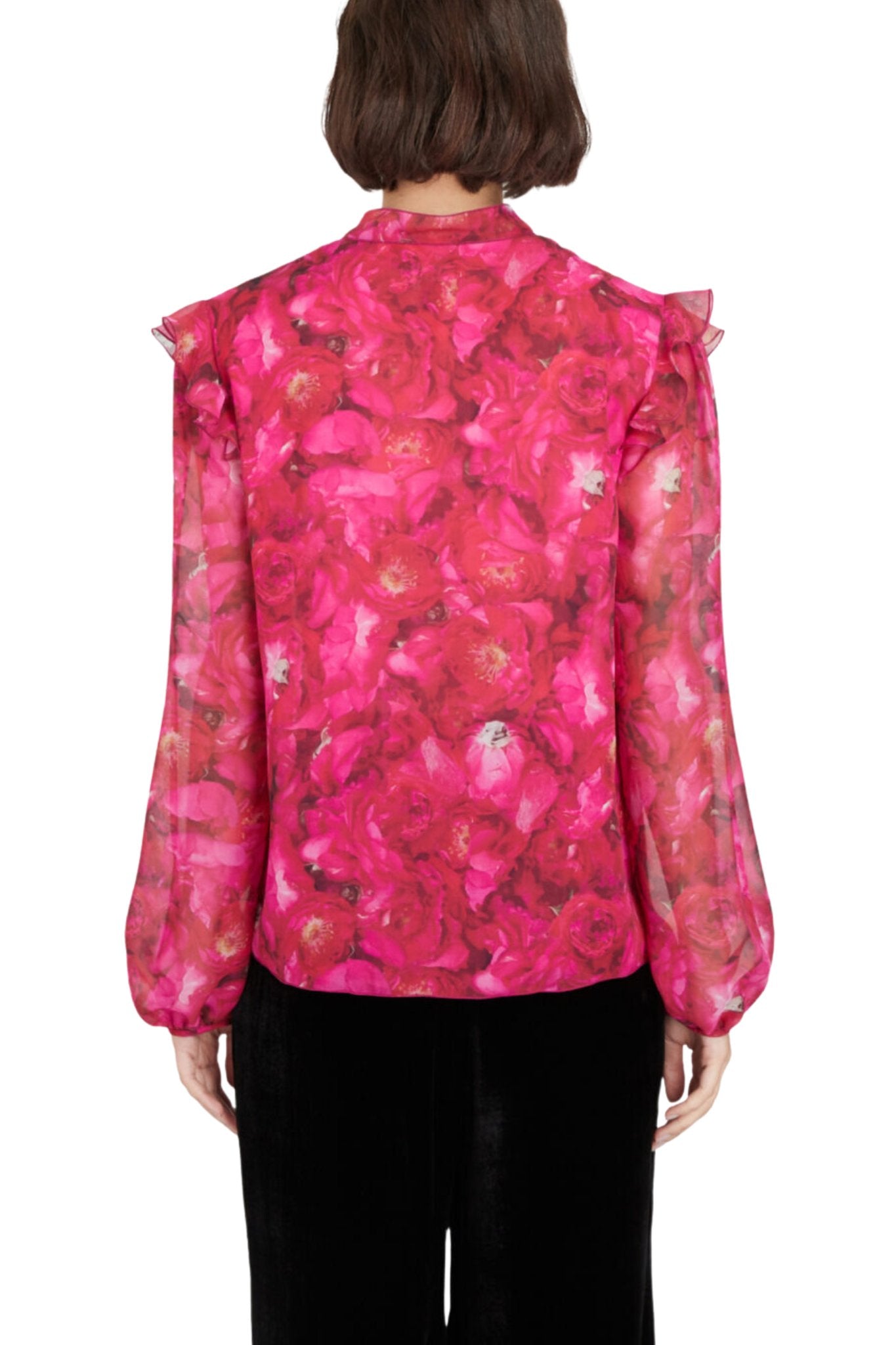 Giambattista Valli Long Sleeve Floral Blouse - Vermillion