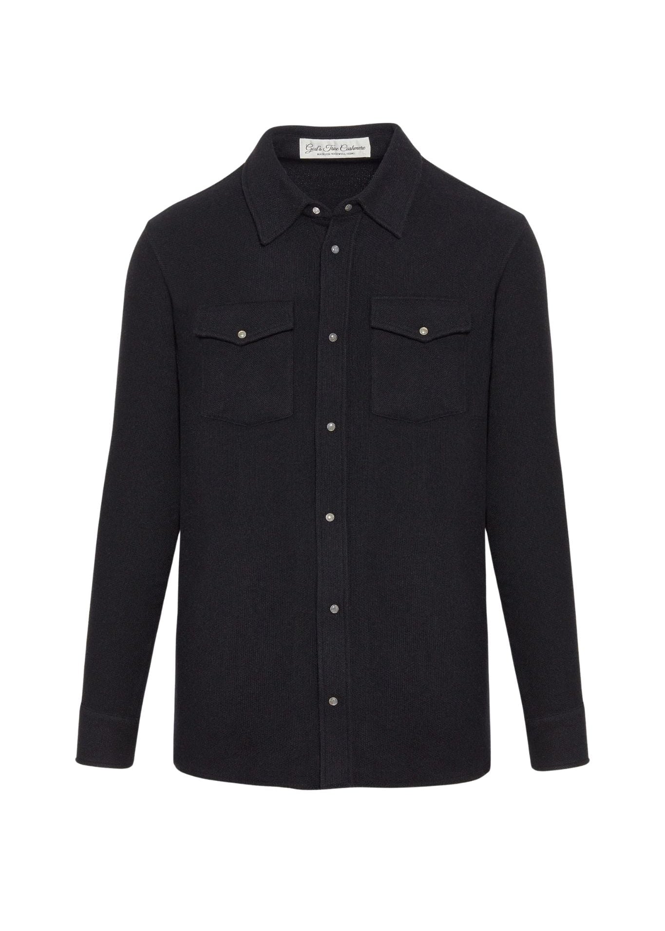 God's True Cashmere Black Cashmere Shirt w/ Black Sunstone - Vermillion