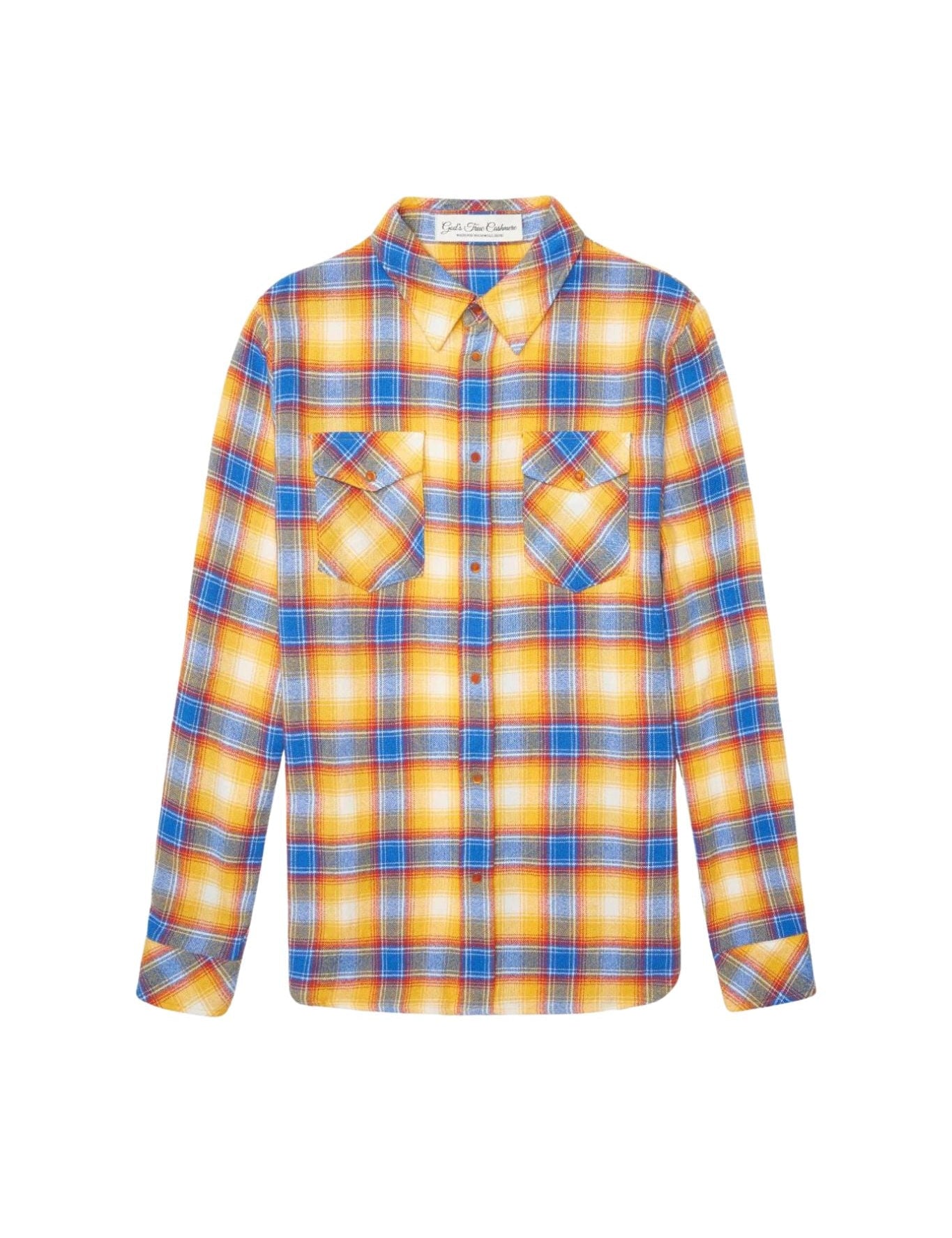 God's True Cashmere Canyon Sunrise Tartan Cashmere Shirt - Vermillion