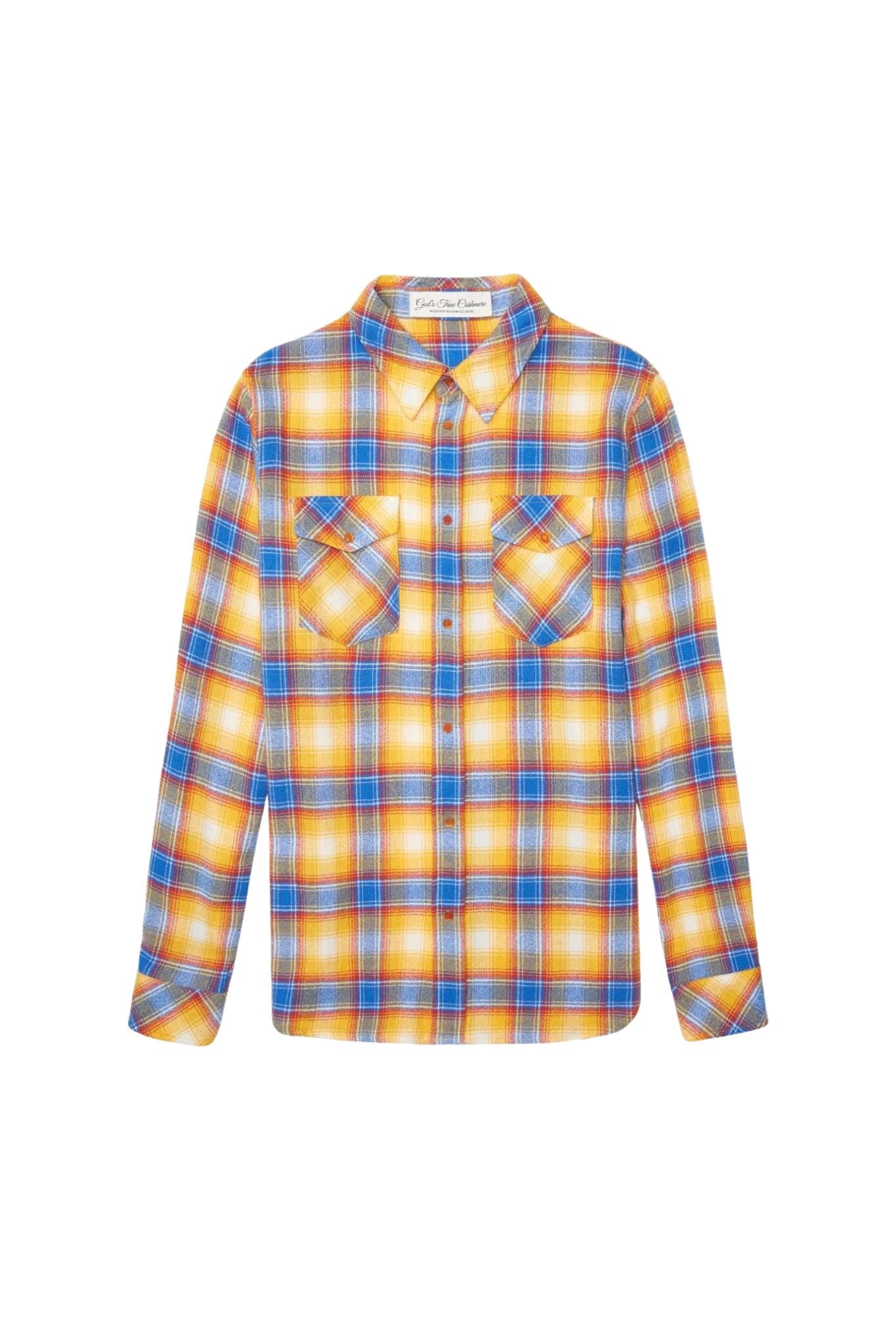 God's True Cashmere Canyon Sunrise Tartan Cashmere Shirt - Vermillion