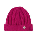 God's True Cashmere Fuchsia Ribbed Beanie w/ Moonstone - Vermillion