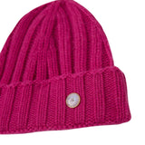 God's True Cashmere Fuchsia Ribbed Beanie w/ Moonstone - Vermillion