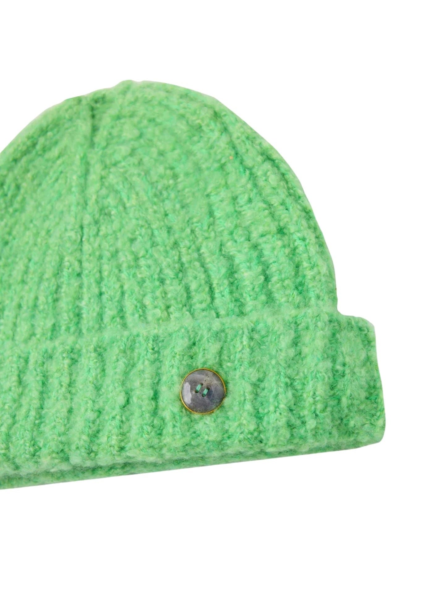 God's True Cashmere Lime Cashmere Boucle Beanie w/ Emerald - Vermillion