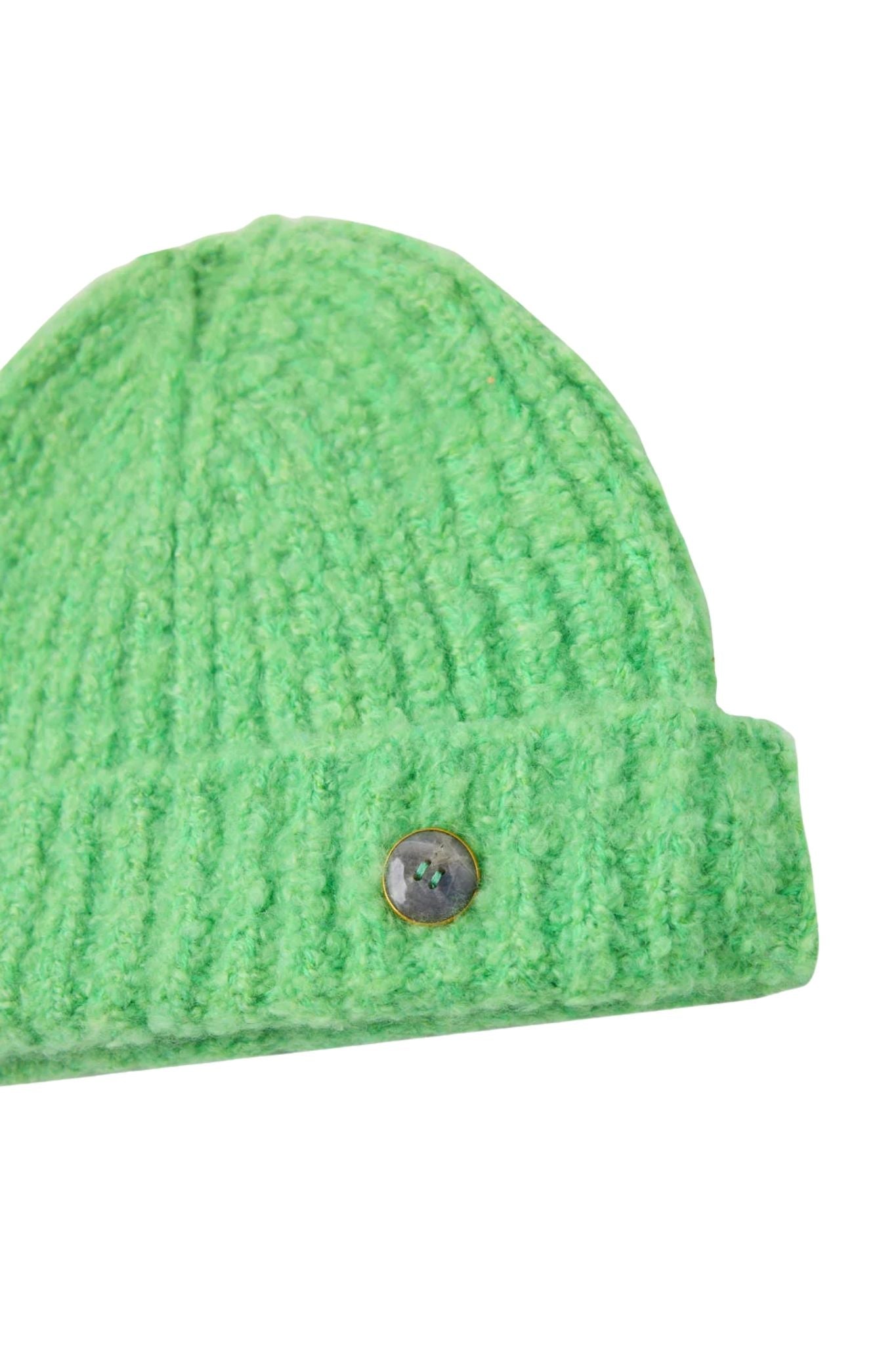 God's True Cashmere Lime Cashmere Boucle Beanie w/ Emerald - Vermillion