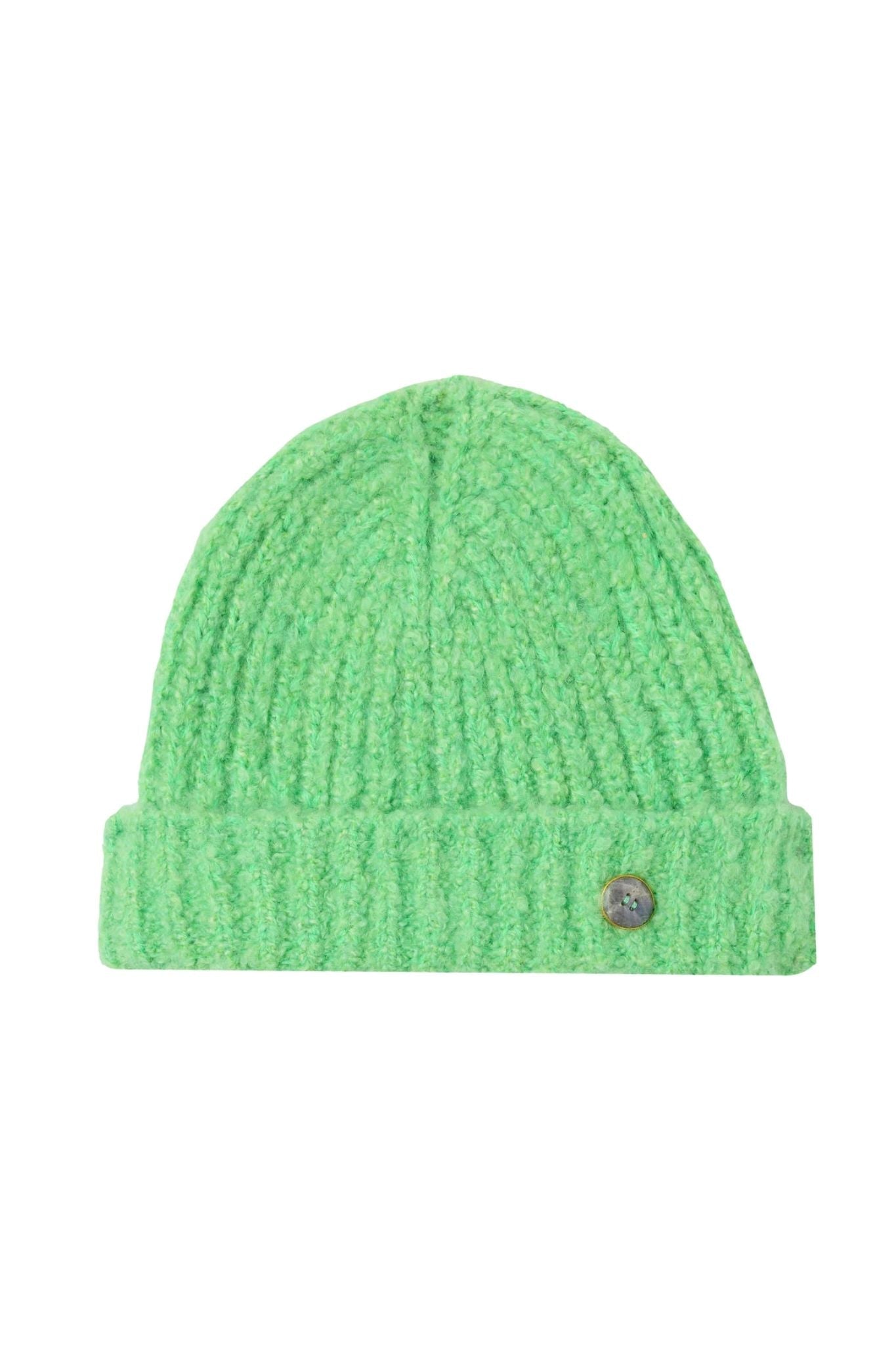 God's True Cashmere Lime Cashmere Boucle Beanie w/ Emerald - Vermillion