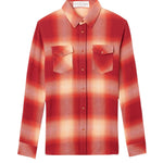 God's True Cashmere Tomato Shadow Plaid Cashmere Shirt w/ Carnelian - Vermillion
