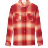 God's True Cashmere Tomato Shadow Plaid Cashmere Shirt w/ Carnelian - Vermillion