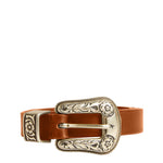 Golden Goose Washed Leather Belt - Vermillion