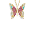 Grace Winfrey 50mm Peacock Butterfly Pendant on 18" Chain - Vermillion