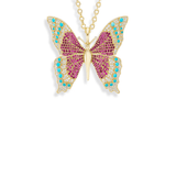Grace Winfrey 50mm Peacock Butterfly Pendant on 18" Chain - Vermillion