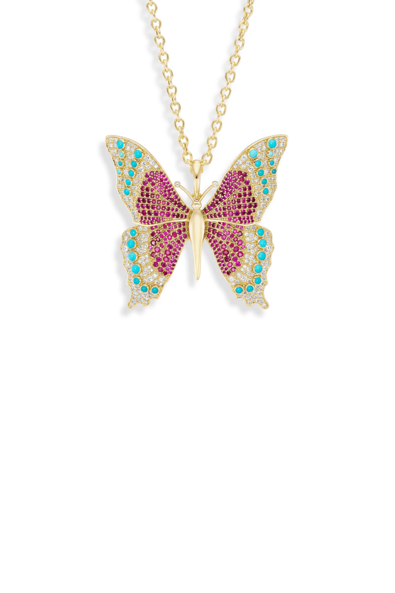 Grace Winfrey 50mm Peacock Butterfly Pendant on 18" Chain - Vermillion