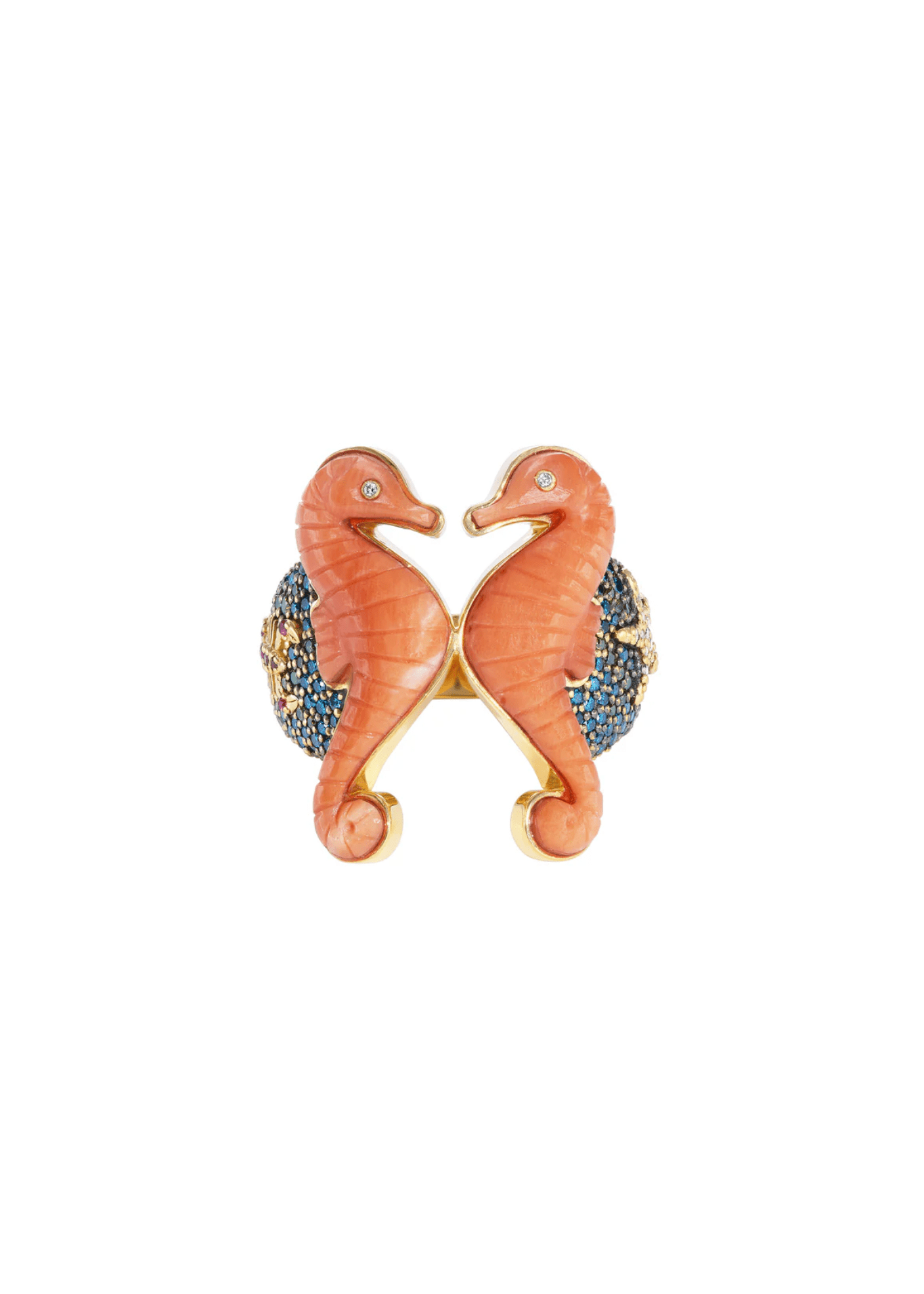 Grace Winfrey Coral Seahorse Ring - Vermillion