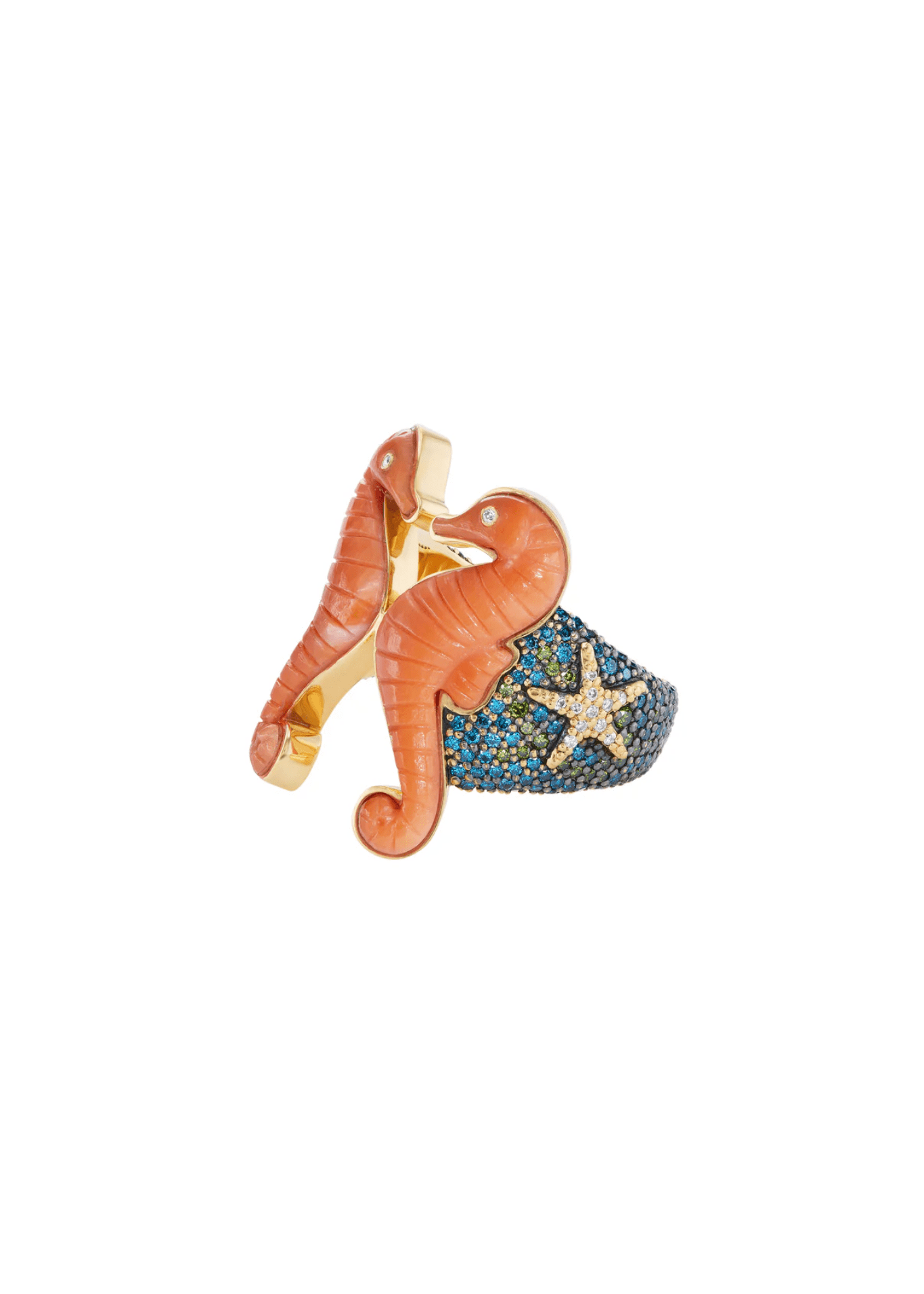 Grace Winfrey Coral Seahorse Ring - Vermillion