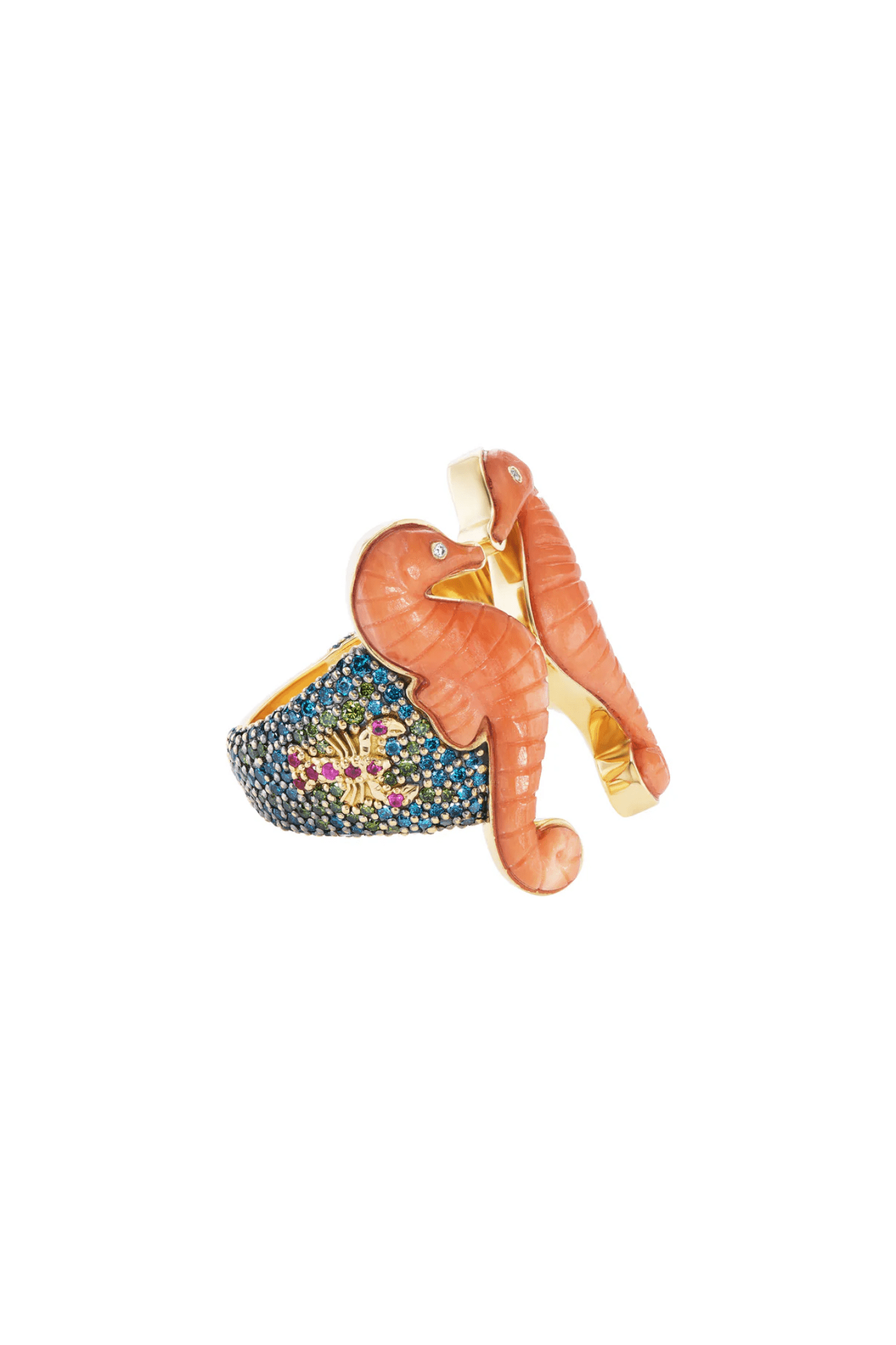 Grace Winfrey Coral Seahorse Ring - Vermillion