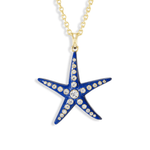 Grace Winfrey Large Starfish Pendant with Diamonds on 18" Chain - Vermillion