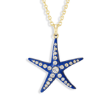 Grace Winfrey Large Starfish Pendant with Diamonds on 18" Chain - Vermillion
