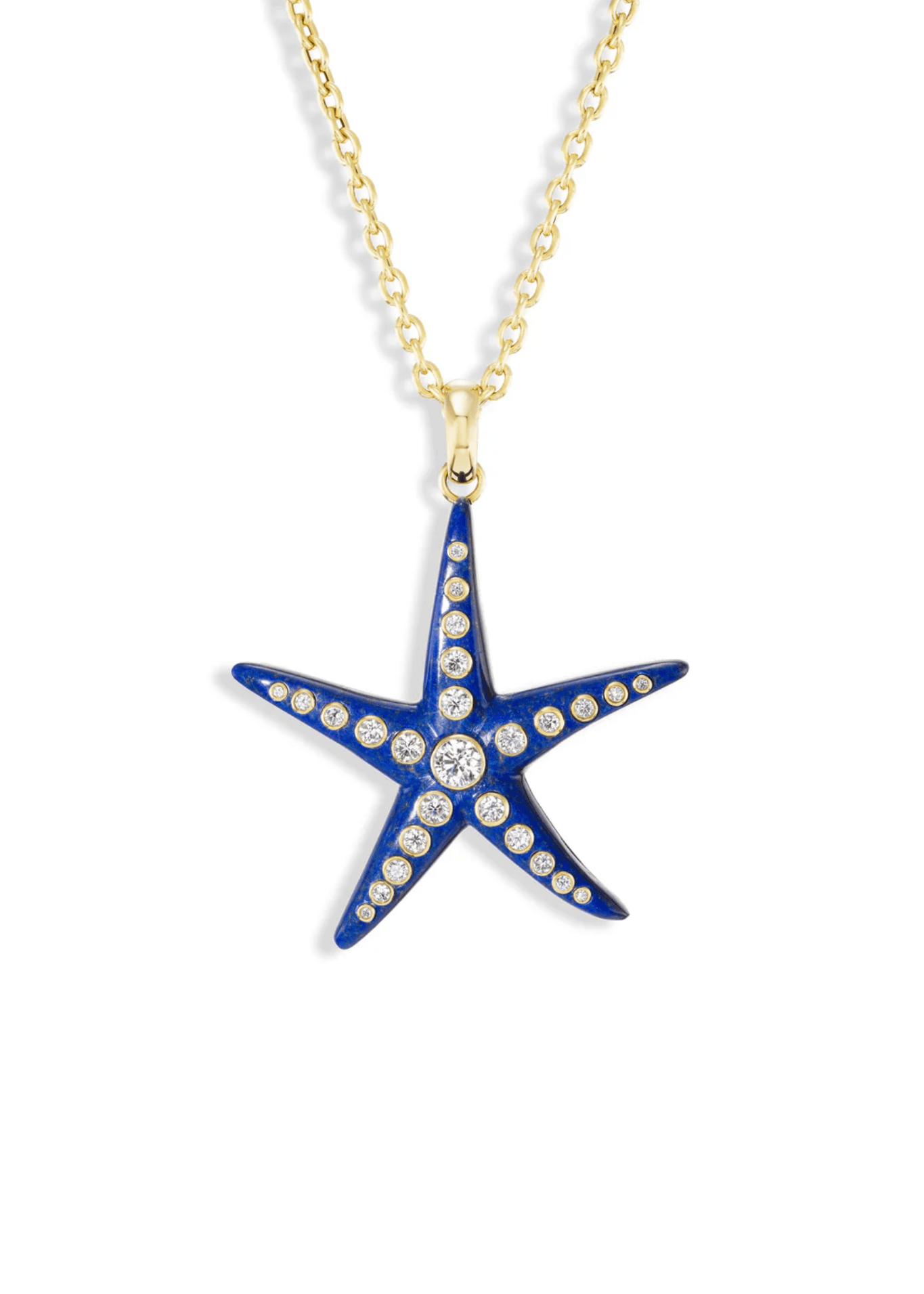 Grace Winfrey Large Starfish Pendant with Diamonds on 18" Chain - Vermillion