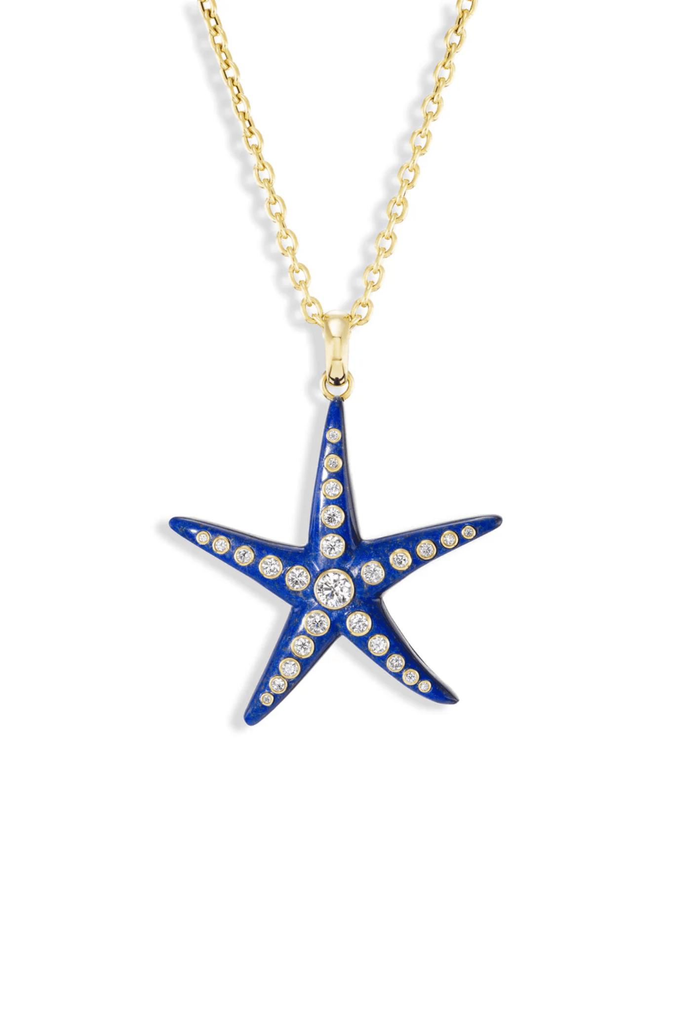 Grace Winfrey Large Starfish Pendant with Diamonds on 18" Chain - Vermillion
