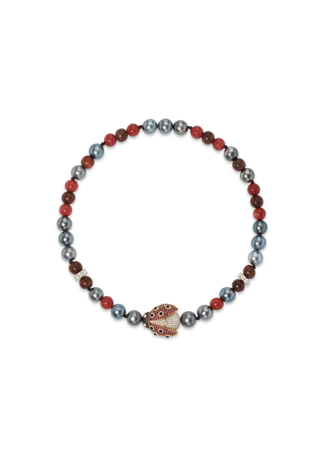 Grace Winfrey Millbrook Ladybug Beaded Clasp Necklace - Vermillion