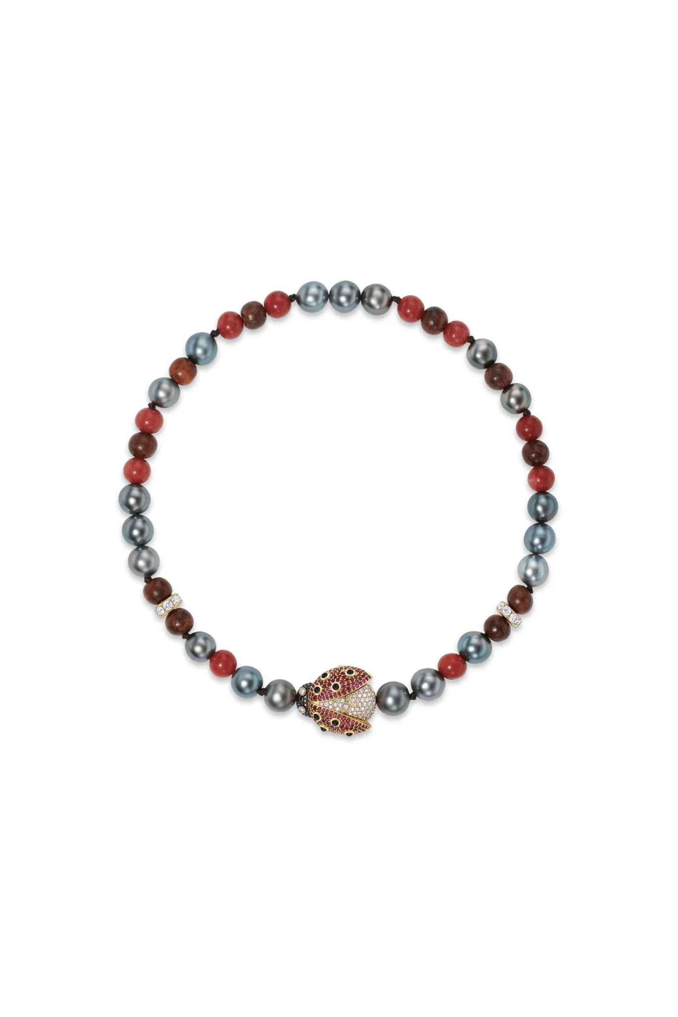 Grace Winfrey Millbrook Ladybug Beaded Clasp Necklace - Vermillion