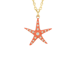 Grace Winfrey Small Starfish Pendant on 18" Chain - Vermillion