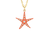 Grace Winfrey Small Starfish Pendant on 18" Chain - Vermillion