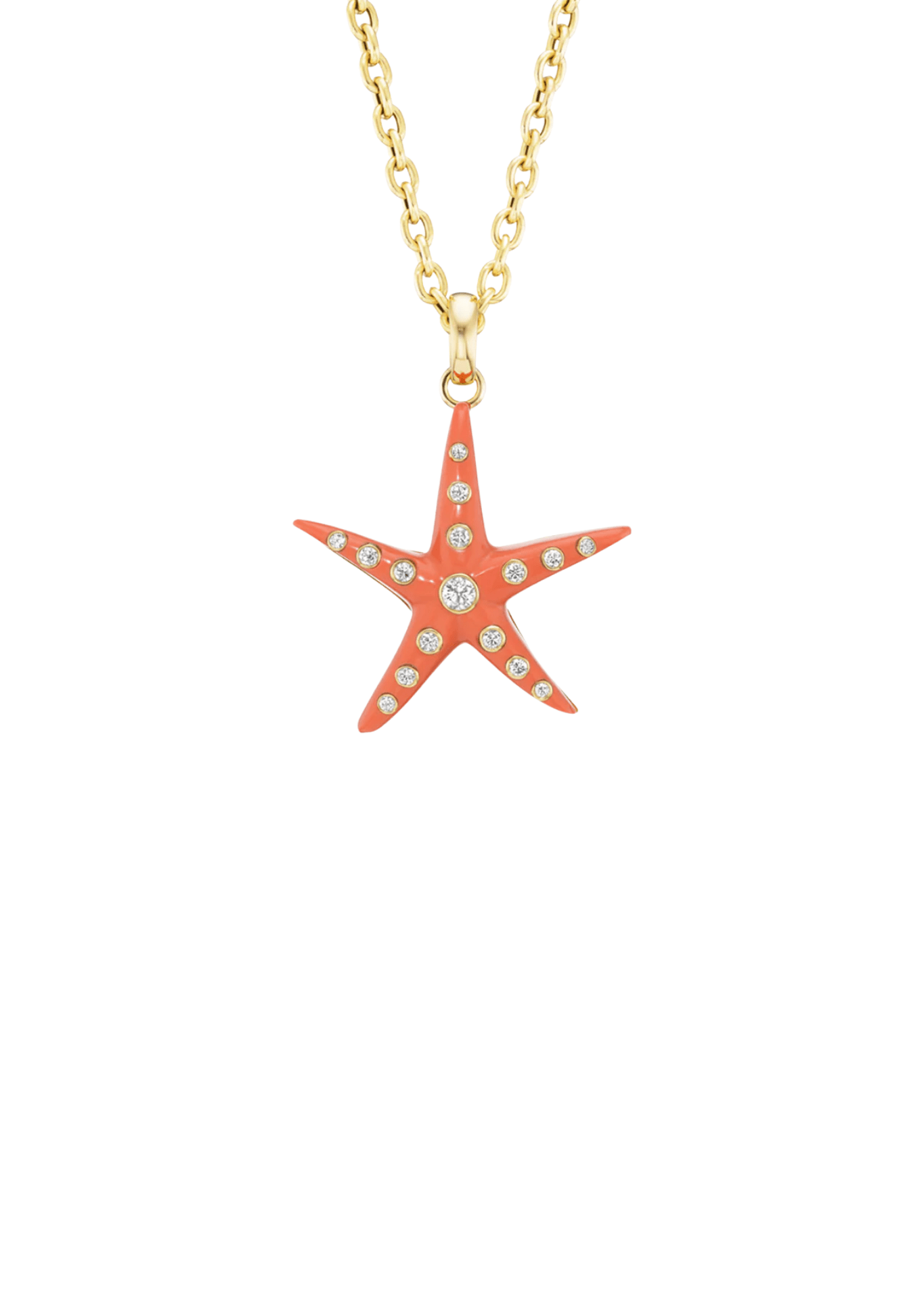 Grace Winfrey Small Starfish Pendant on 18" Chain - Vermillion