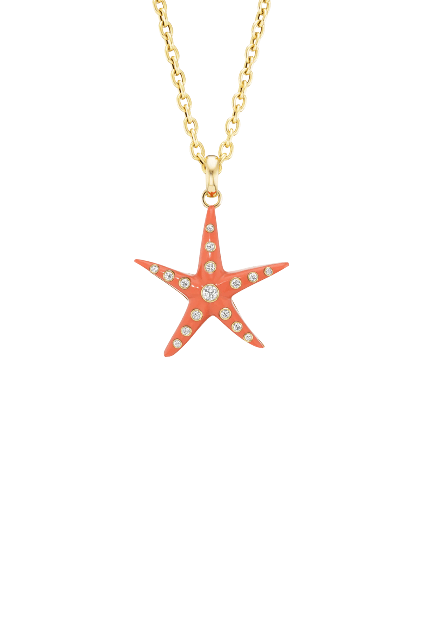 Grace Winfrey Small Starfish Pendant on 18" Chain - Vermillion