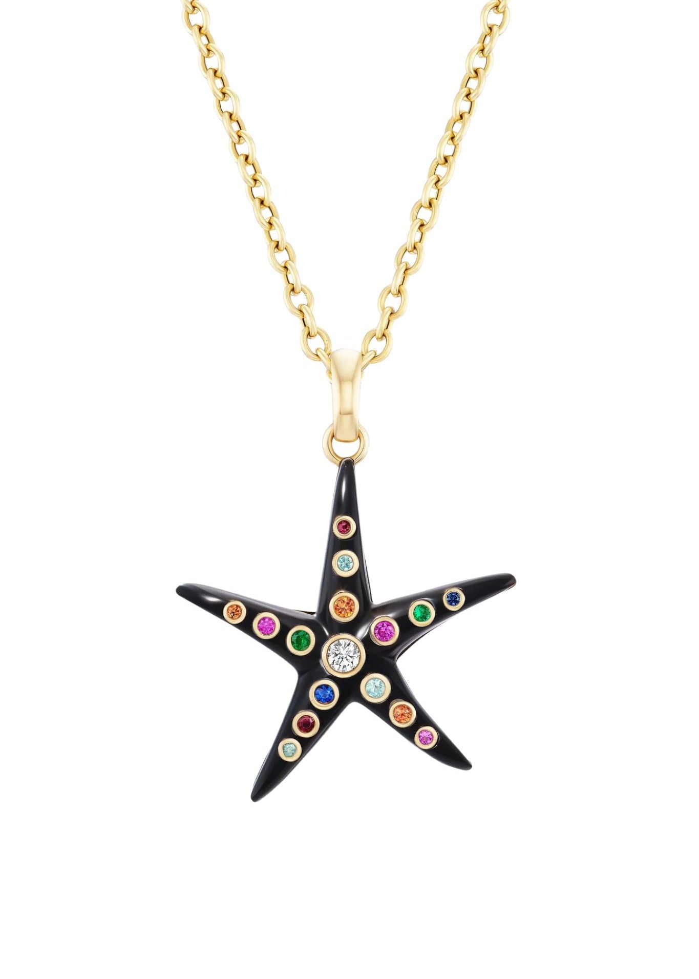 Grace Winfrey Small Starfish Pendant on 18" Chain - Vermillion