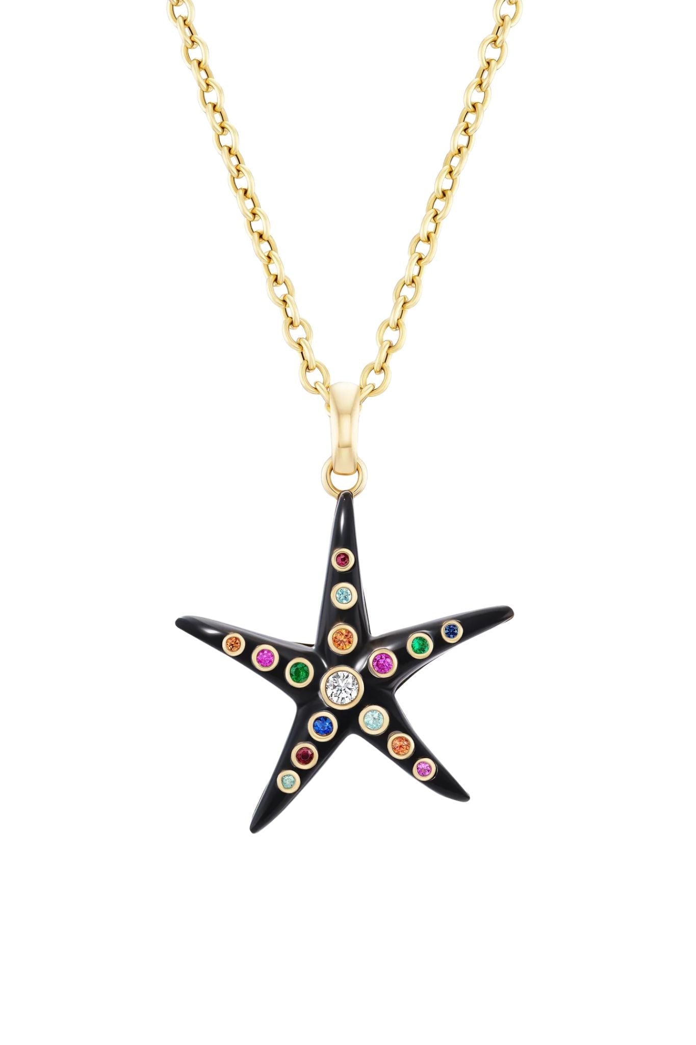 Grace Winfrey Small Starfish Pendant on 18" Chain - Vermillion