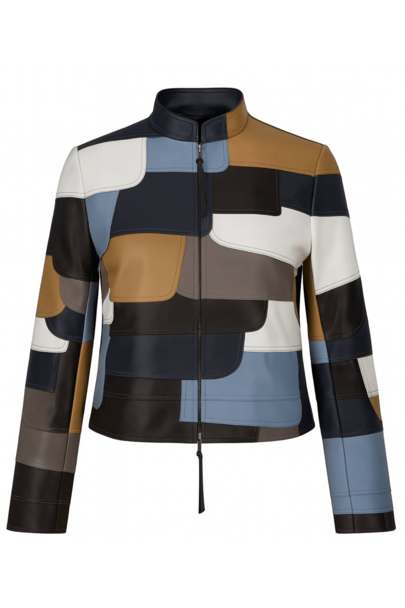 Grenn Pilot Valentina Patchwork Leather Jacket - Vermillion