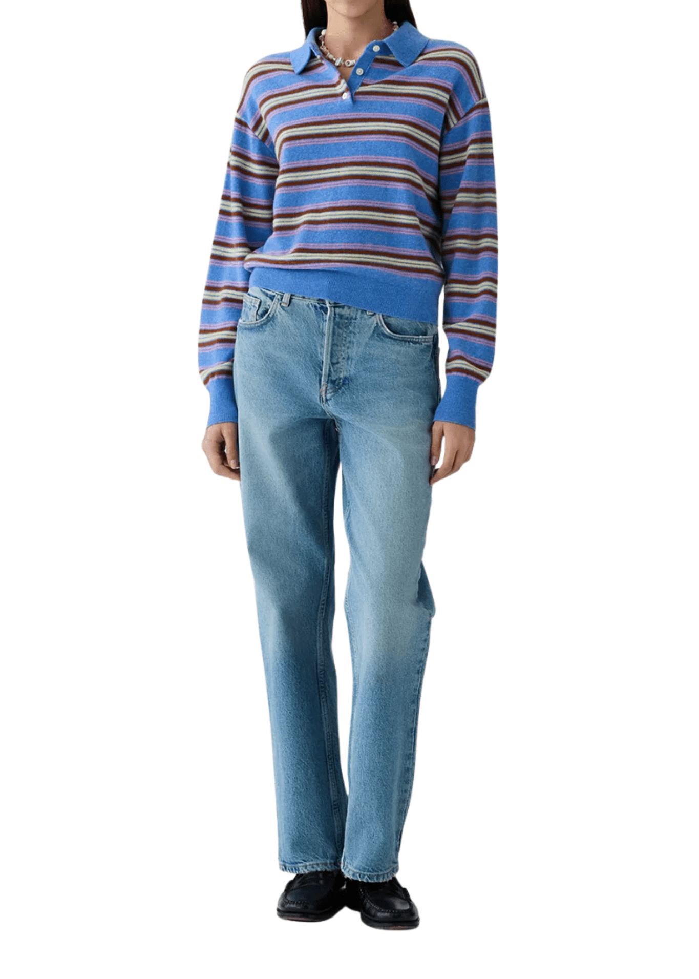Guest in Residence Collegiate Stripe Polo - Vermillion