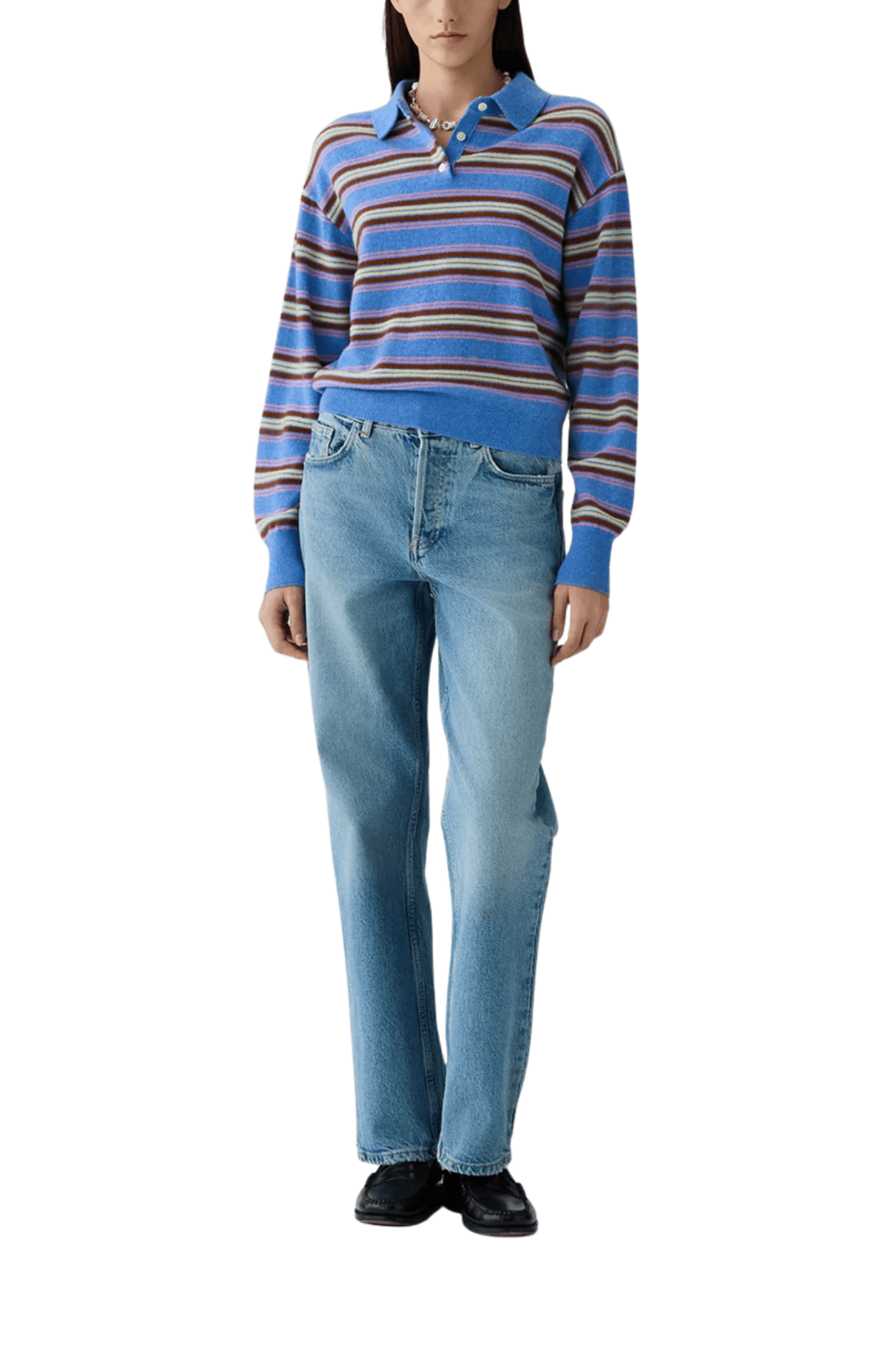 Guest in Residence Collegiate Stripe Polo - Vermillion