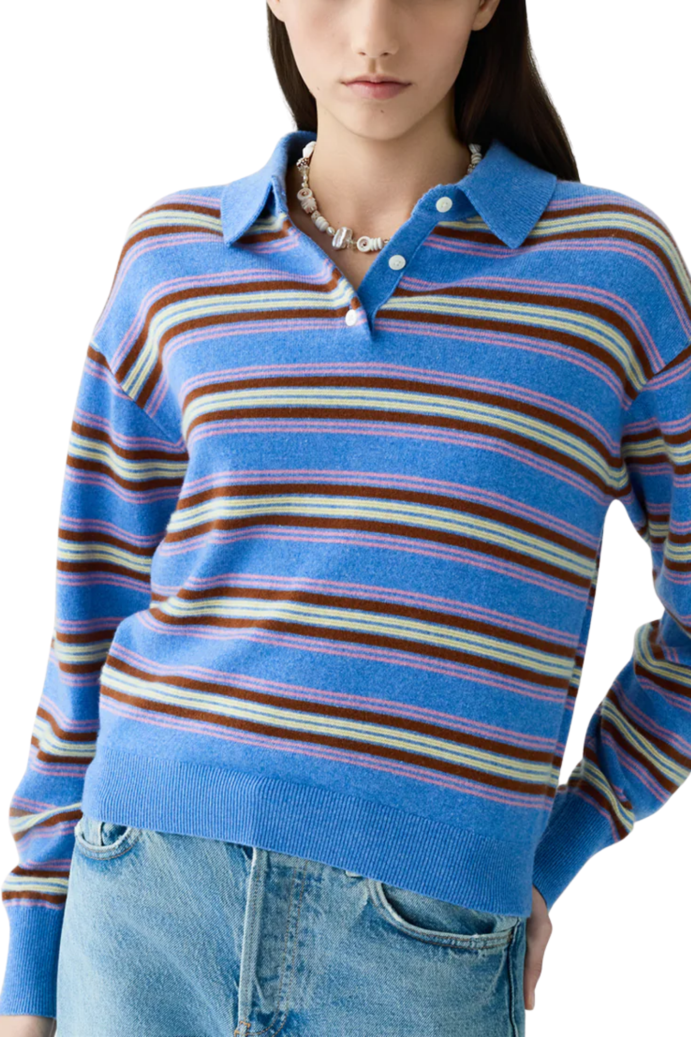 Guest in Residence Collegiate Stripe Polo - Vermillion