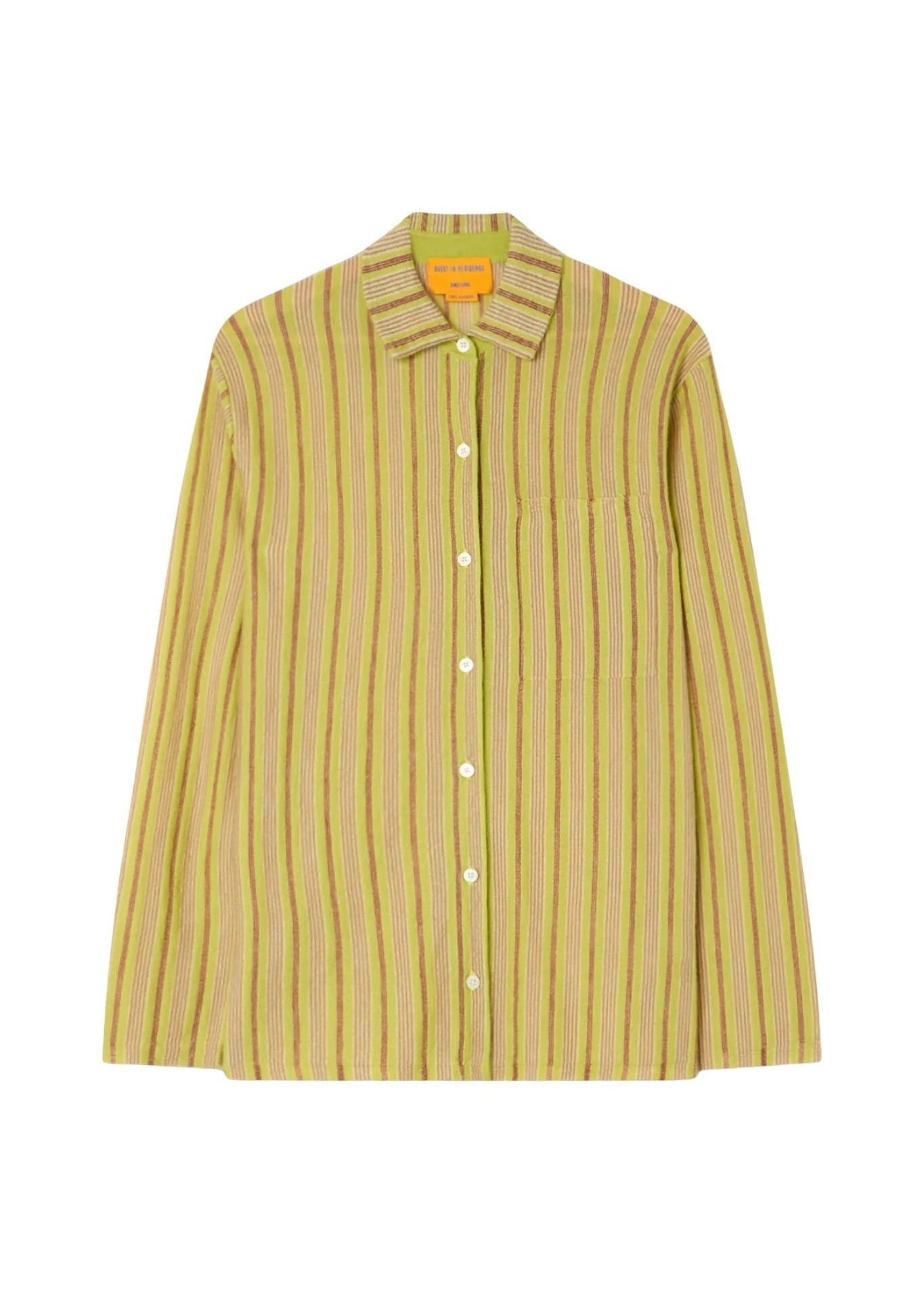 Guest in Residence Fine Stripe Showtime Shirt - Vermillion