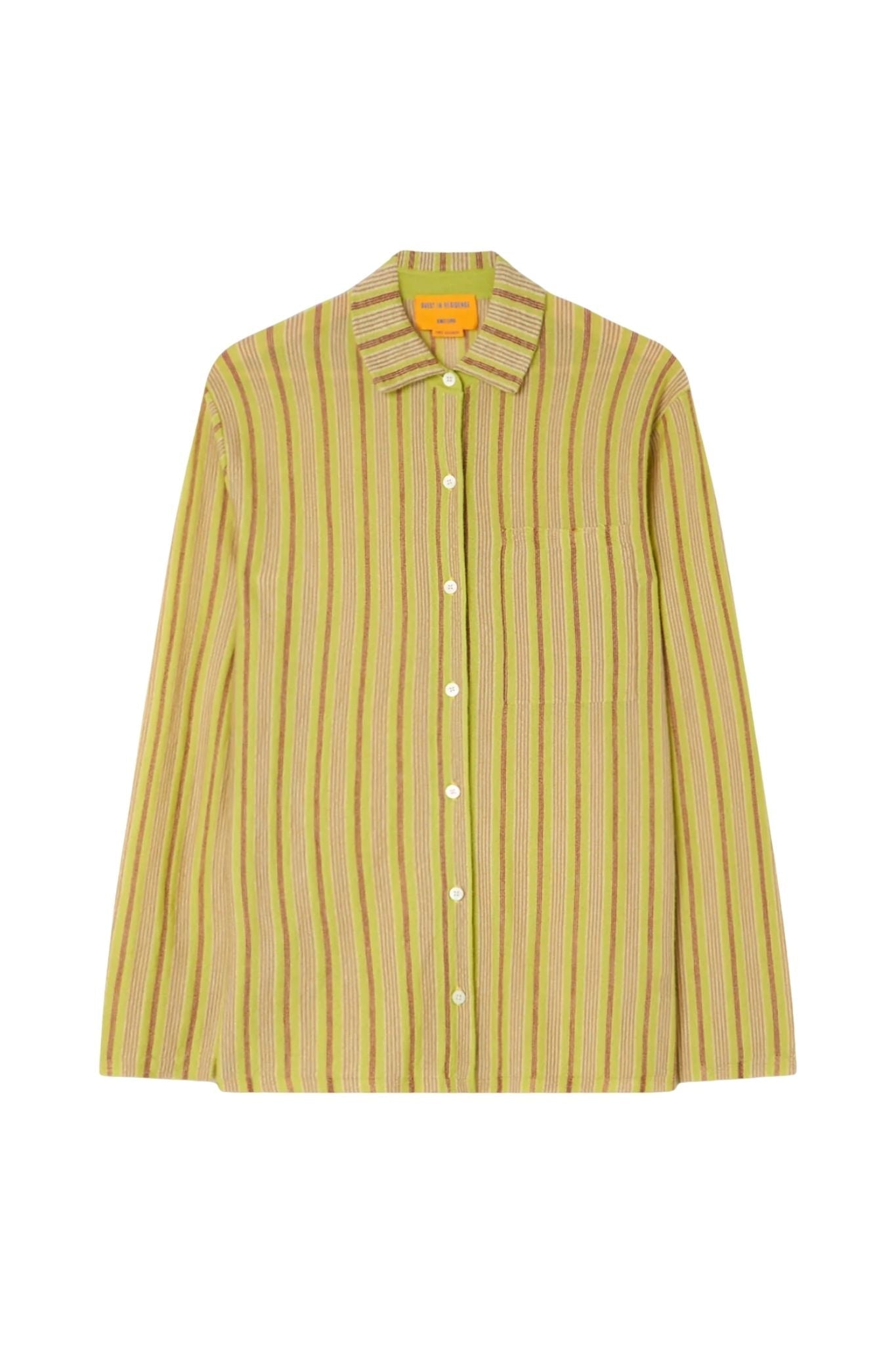Guest in Residence Fine Stripe Showtime Shirt - Vermillion