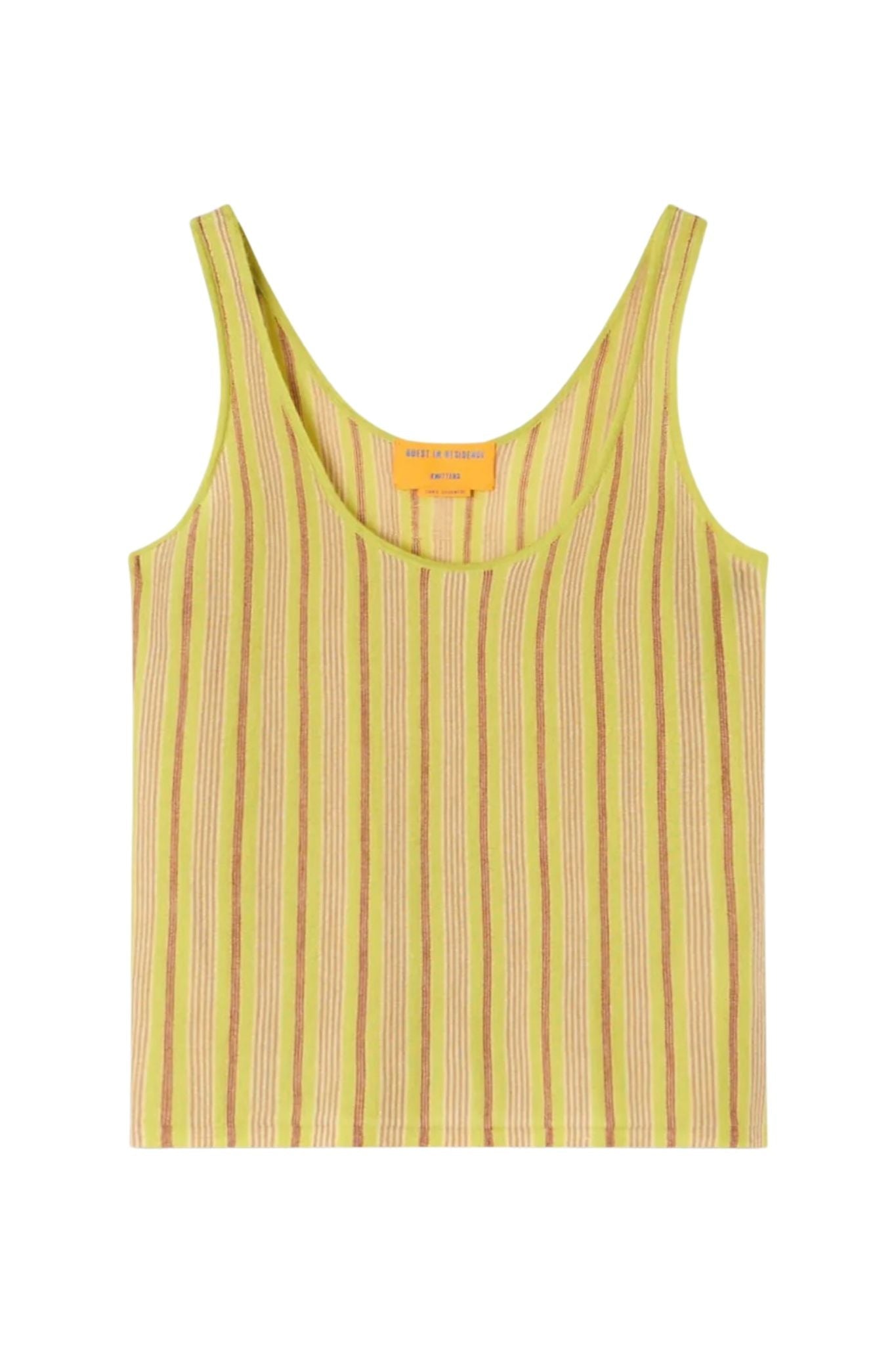 Guest in Residence Fine Stripe Tank - Vermillion