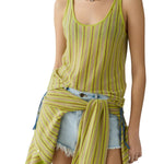 Guest in Residence Fine Stripe Tank - Vermillion
