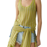 Guest in Residence Fine Stripe Tank - Vermillion