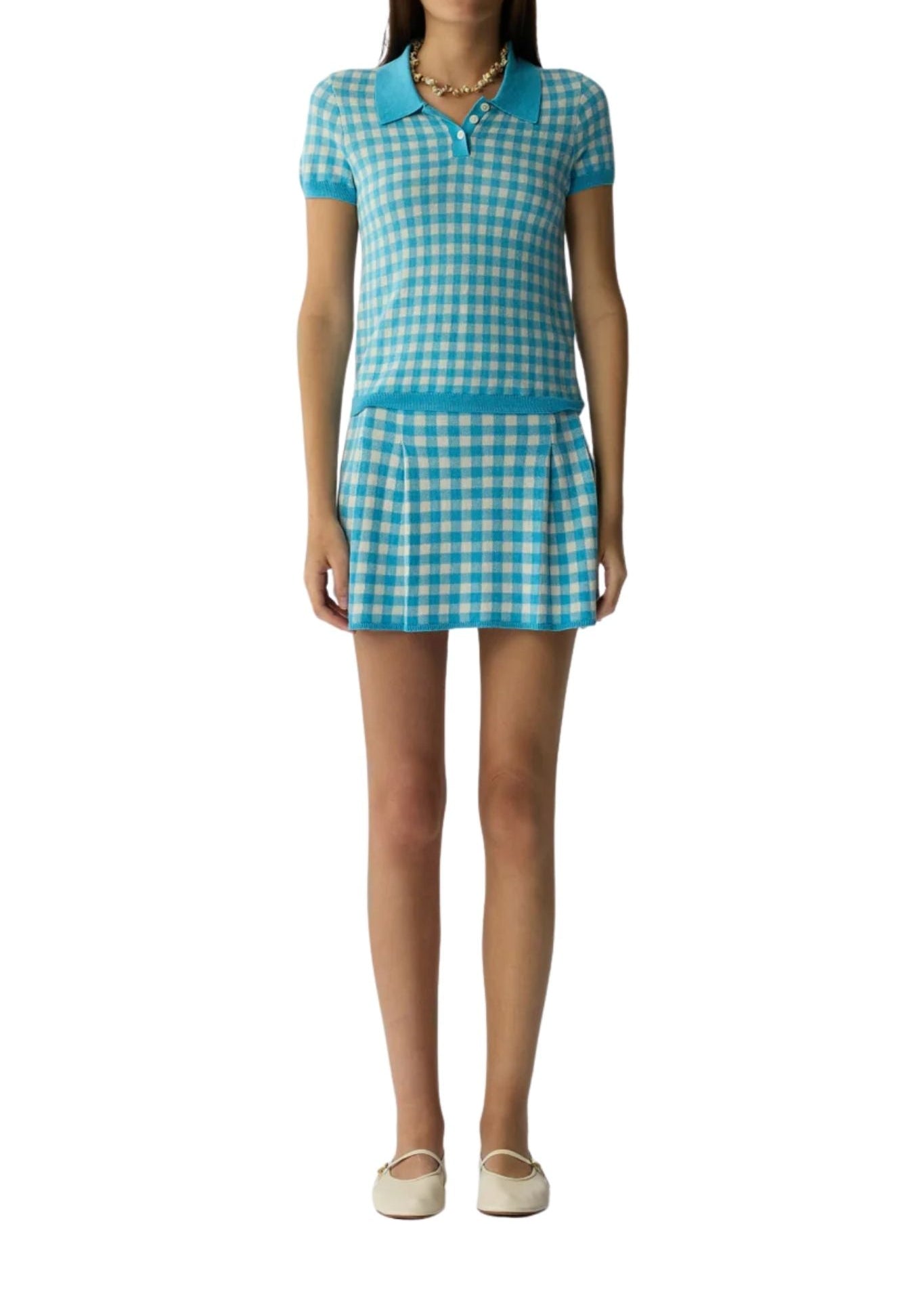 Guest in Residence Gingham Long Skirt - Vermillion